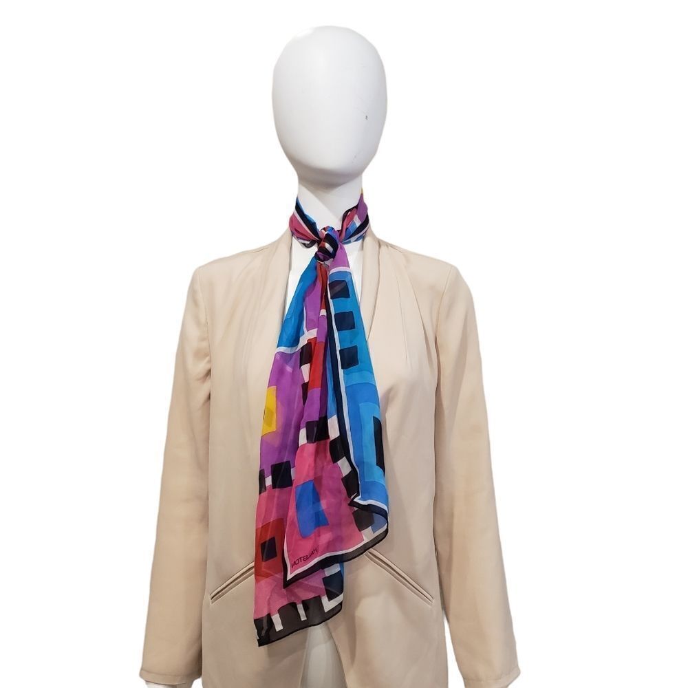 Halston Multi Square Colored Pattern Scarf - image 3